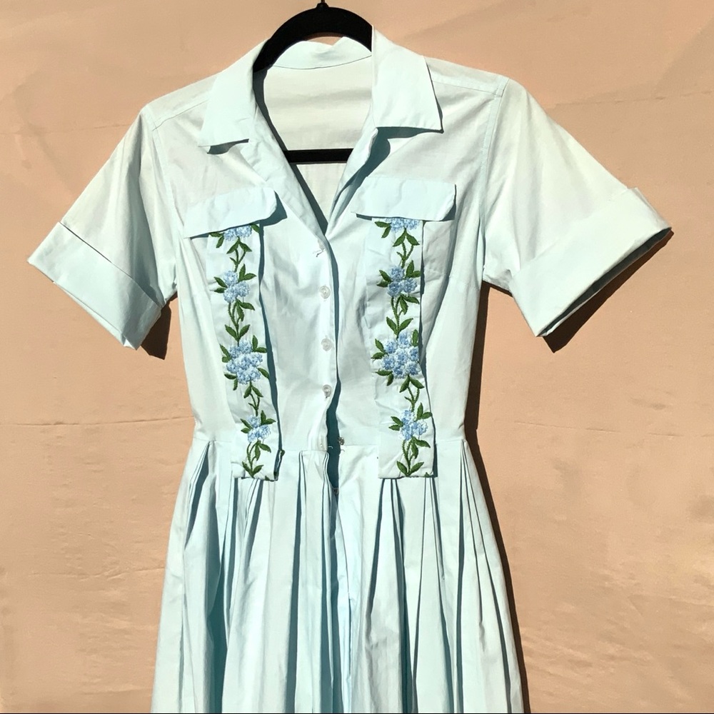 VTG 1950’s Frock Dress w/ Hand Embroidery